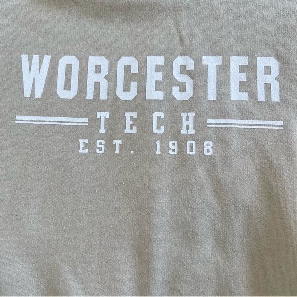 Heavyweight Tan Worcester Massachusetts Tech Graphic Sweatshirt Hoodie Size 2XL - Picture 6 of 10